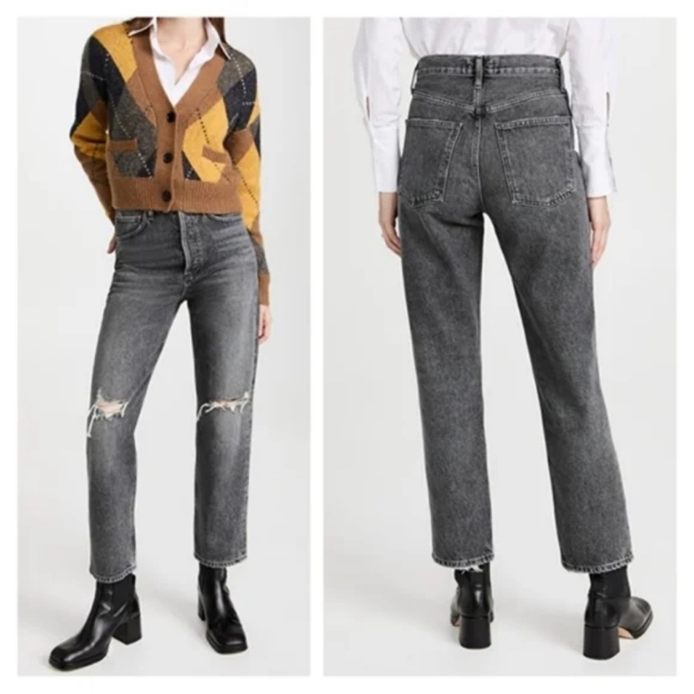 Agolde Loose Fit 90s Jeans in Gray with rips - Picture 2 of 6